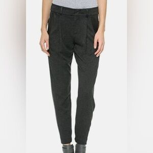 Vince Grey Pleated Knit Joggers with Leather Trim
